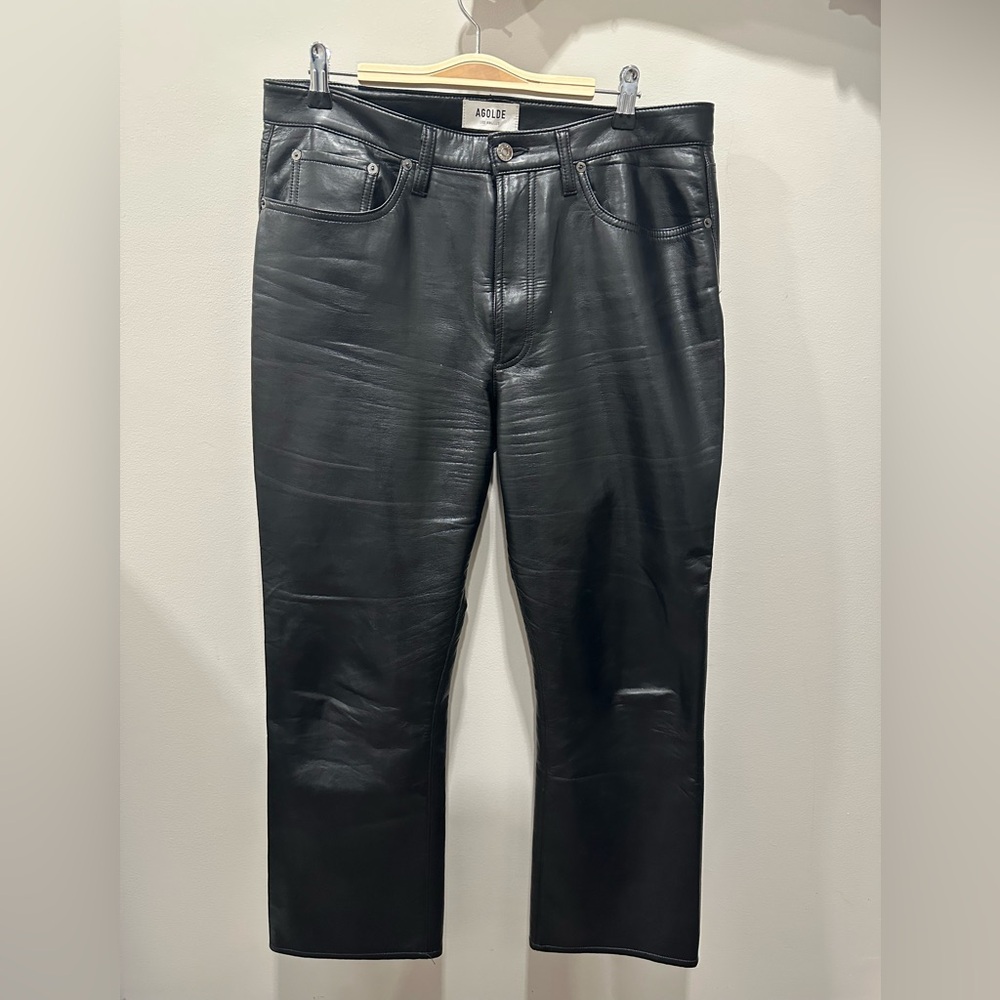 Agolde Faux Leather Black Straight Leg Pants sizes 31